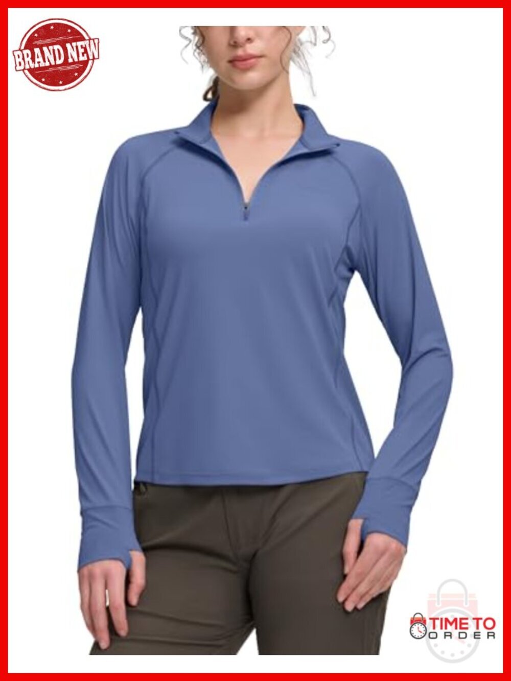 UPF 50+ Sun Shirt Quarter Zip Long Sleeve Lightweight Quick Dry Hiking Running